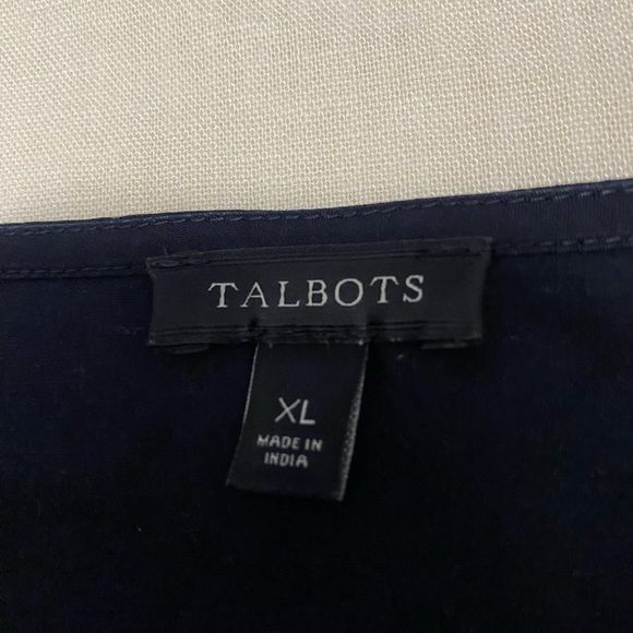 Talbots Navy Blue Blouse Top with White Rick Rack Detail in Size XL. - Picture 5 of 9